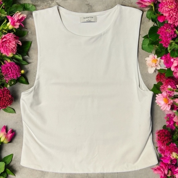 Babaton White Cropped Comfort Tank Women's Size L - Picture 1 of 11